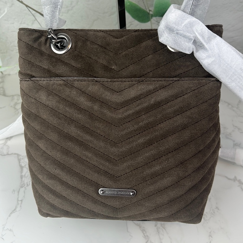 Rebecca Minkoff Edie Bucket Crossbody With Fringe, Porcini Tan Brown - Picture 5 of 15